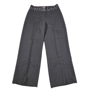 Harold's Womens Dress Pants Size 4 Black Beaded Waist Wide Leg Evening Holiday